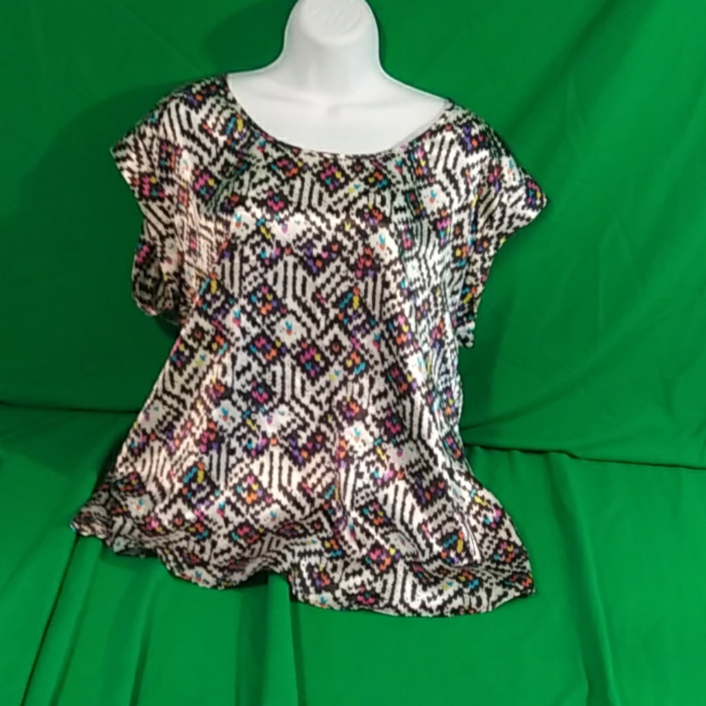 Daniel rainn multicolored silky soft blouse L